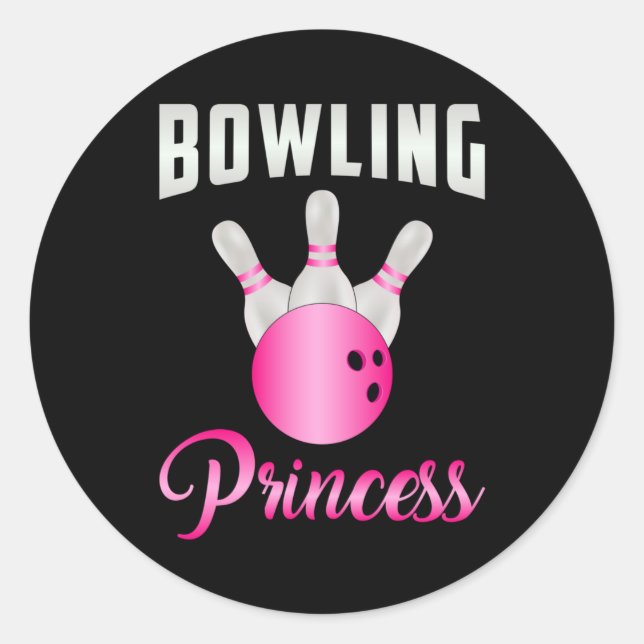 Adesivo Redondo Boliche Princesa Rainha Bowler Engraçado Presente (Frente)