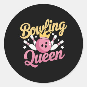 Adesivo Redondo Boliche Rainha Bowler Boliche Engraçada