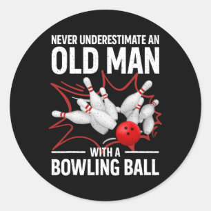 Adesivo Redondo Boliches Bonitas Homens Vovô Bowler Team Bowlin