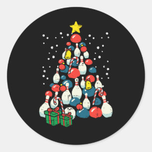 Adesivo Redondo Boliches de Árvore de Natal Jogadores de Bowler de