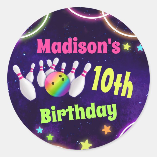 Adesivo Redondo Boliches de Festa de aniversário redondas ou quadr (Frente)