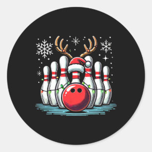 Adesivo Redondo Boliches de Natal Reindeer Xmas Bowler Men Win