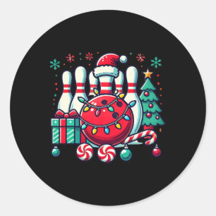 Adesivo Redondo Boliches de Natal Reindeer Xmas Bowler Men Win