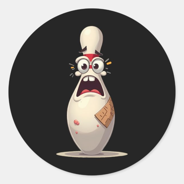 Adesivo Redondo Boliches Engraçadas Com Pinos Engraçados Lover Bow (Frente)