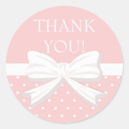 Adesivo Redondo Bolinhas Branca Rosa Menininha Obrigado