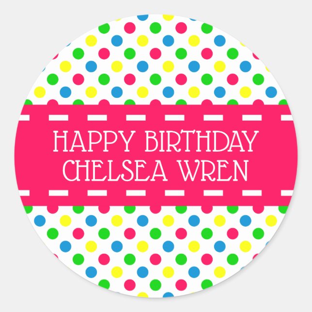 Adesivo Redondo Bolinhas Brilhantes de Verão, personalizadas a bra (Frente)