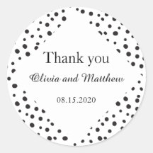 Bolinhas. Casamento Negro e Branco Obrigado