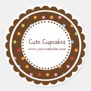 Adesivo Redondo Bolinhas castanhas e coloridas