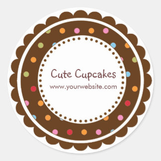 Adesivo Redondo Bolinhas castanhas e coloridas