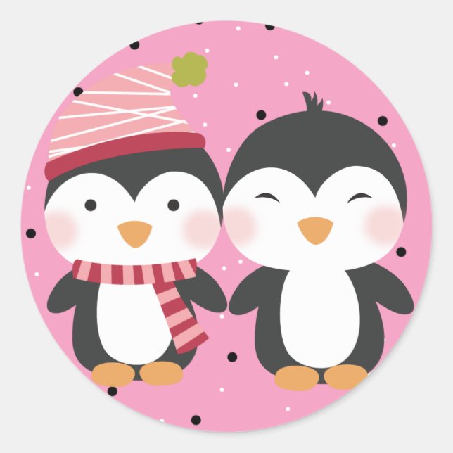 Adesivo Redondo bolinhas de 20 - 1,5" Envelope Seal Penguin Cuties (Frente)