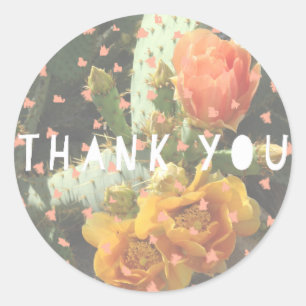 Adesivo Redondo Bolinhas De Flor Cactus Obrigado