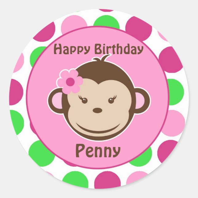 Adesivo Redondo Bolinhas de macaco (Frente)