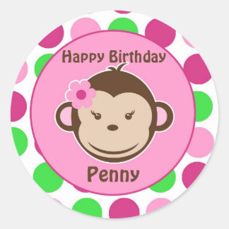 Adesivo Redondo Bolinhas de macaco