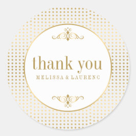 Adesivo Redondo Bolinhas Douradas Obrigado Sticker