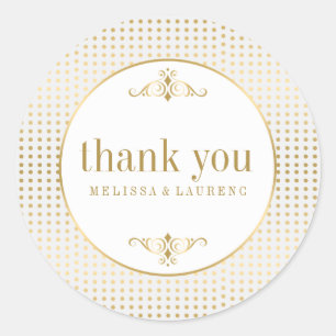 Adesivo Redondo Bolinhas Douradas Obrigado Sticker