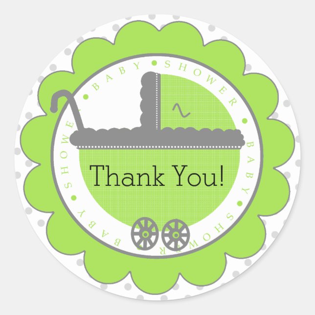 Adesivo Redondo BOLINHAS e CINZA CHÁ DE FRALDAS (Frente)