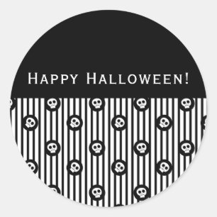 Adesivo Redondo Bolinhas e faixas brancas e pretas do crânio Whims