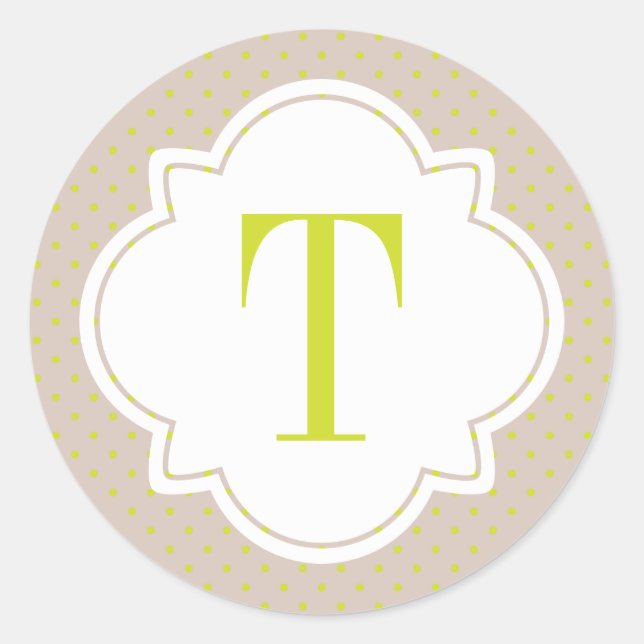 Adesivo Redondo Bolinhas e Solteiro Quatrefoil - Letra Monograma (Frente)