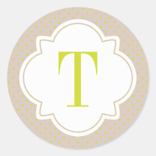 Adesivo Redondo Bolinhas e Solteiro Quatrefoil - Letra Monograma