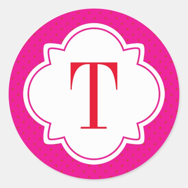 Adesivo Redondo Bolinhas e Solteiro Quatrefoil - Letra Monograma (Frente)