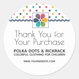 Adesivo Redondo Bolinhas Floral Obrigado pela sua compra