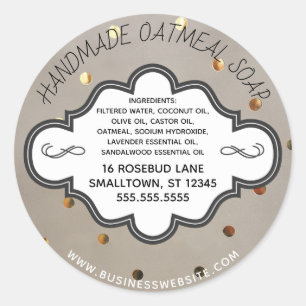 Adesivo Redondo Bolinhas Handmade da folha do papel de embalagem