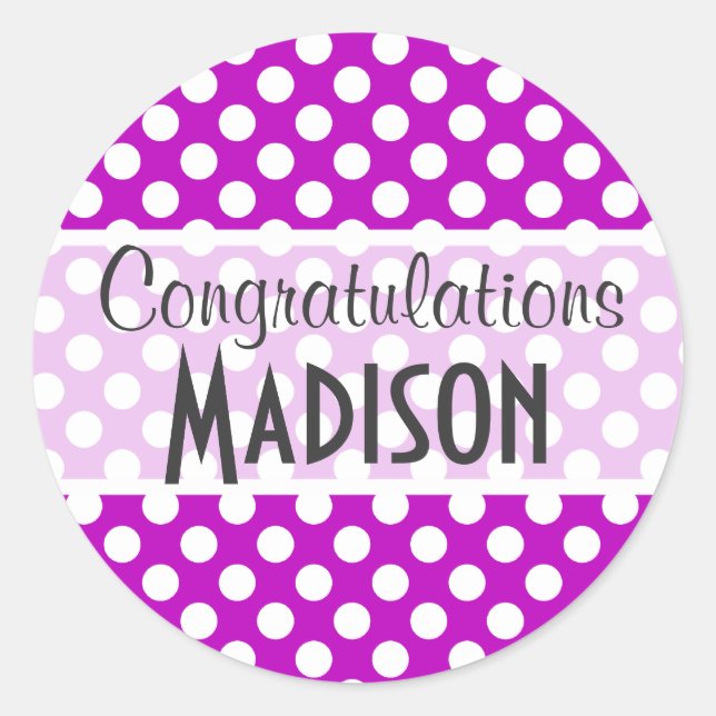 Adesivo Redondo Bolinhas magenta profundas (Frente)