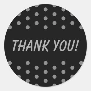 Adesivo Redondo Bolinhas Negras e Cinzas Obrigado