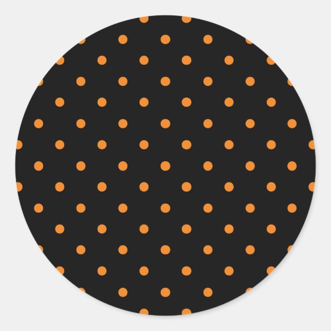 Adesivo Redondo Bolinhas pretas cor de laranja do Halloween favore (Frente)