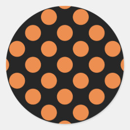 Adesivo Redondo Bolinhas Pretas e Laranja