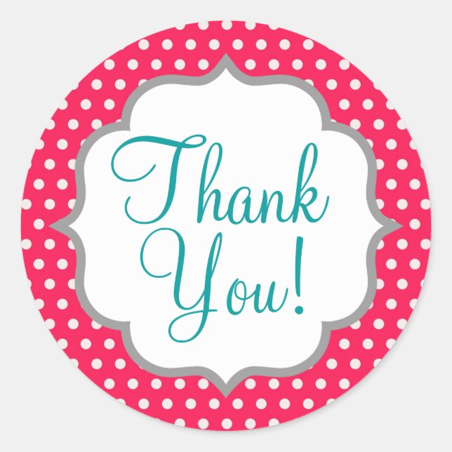 Adesivo Redondo Bolinhas Rosa de Morango (Frente)