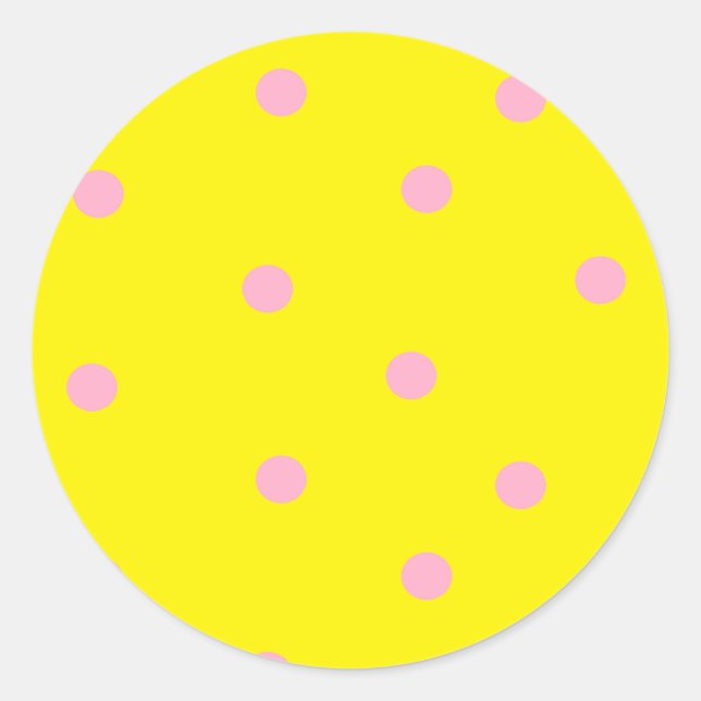 Adesivo Redondo Bolinhas rosa em amarelo (Frente)