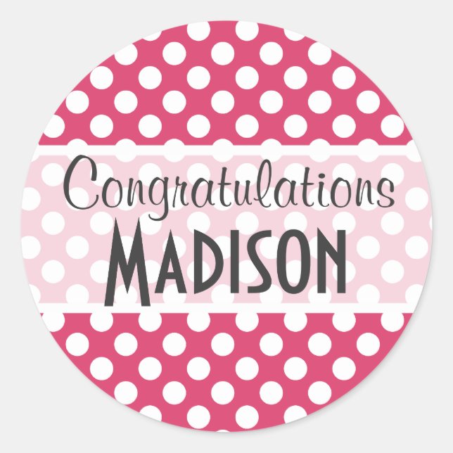 Adesivo Redondo Bolinhas Rosa Escuro (Frente)