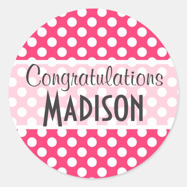 Adesivo Redondo Bolinhas Rosa Quente (Frente)