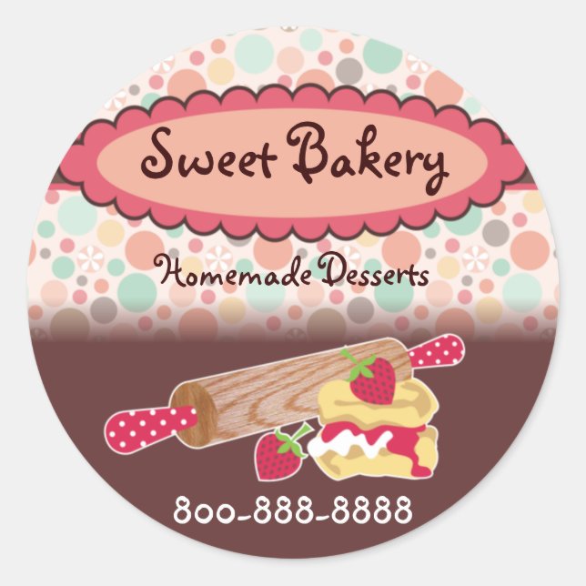 Adesivo Redondo Bolinhas Strawberry Scone Stickers (Frente)