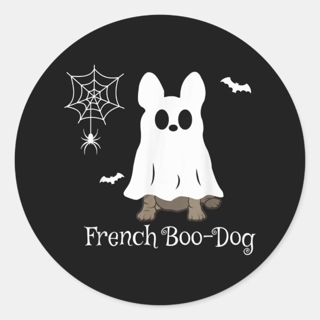 Adesivo Redondo Bolinho Francês Halloween Dog Dift Francês (Frente)