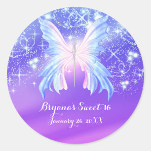 Adesivo Redondo Bolinho Rosa e Roxo Fantasia