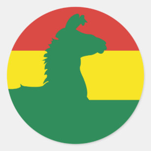 Adesivo Redondo Bolívia Llama Alpaca Bandeira Animal da Bolívia