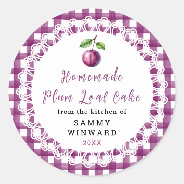 Adesivo Redondo Bolo Caseiro de Plum Loaf (Frente)