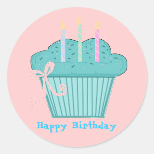 Adesivo Redondo Bolo de Aniversário Bonito