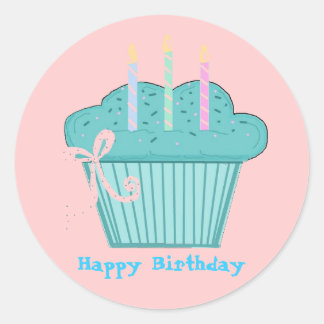 Adesivo Redondo Bolo de Aniversário Bonito