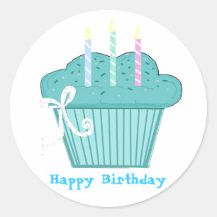 Adesivo Redondo Bolo de Aniversário Bonito