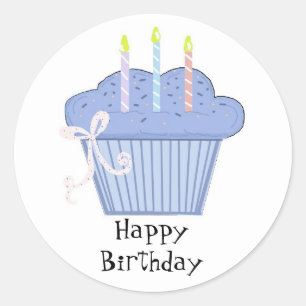 Adesivo Redondo Bolo de Aniversário com Velas