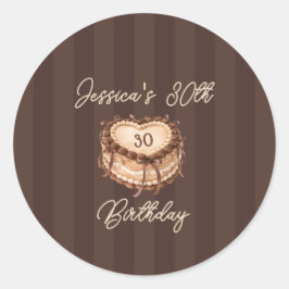 Adesivo Redondo Bolo de Aniversário Coração de Coquete