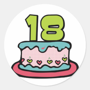 Adesivo Redondo Bolo de aniversário de 18 anos