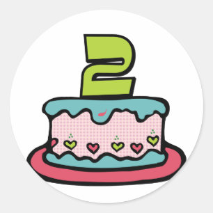 Adesivo Redondo Bolo de aniversário de 2 anos