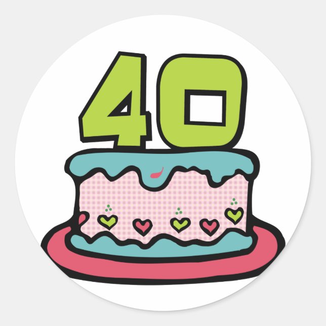 Adesivo Redondo Bolo de aniversário de 40 anos (Frente)