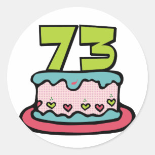 Adesivo Redondo Bolo de aniversário de 73 anos
