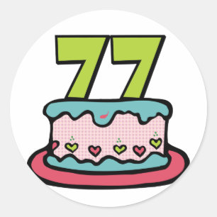 Adesivo Redondo Bolo de aniversário de 77 anos
