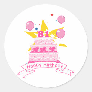 Adesivo Redondo Bolo de aniversário de 81 anos